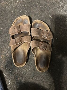 Birkenstock Brown Suede Two-Strap Sandals